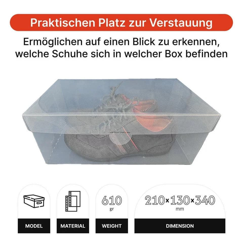 Dynasun Schuhbox PP435 Transparent Stapelbar Faltbar 30 St