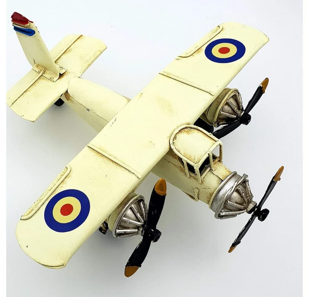Dynasun Vintage Flugzeugmodell Weiss 16cm Metall Handgefertigt