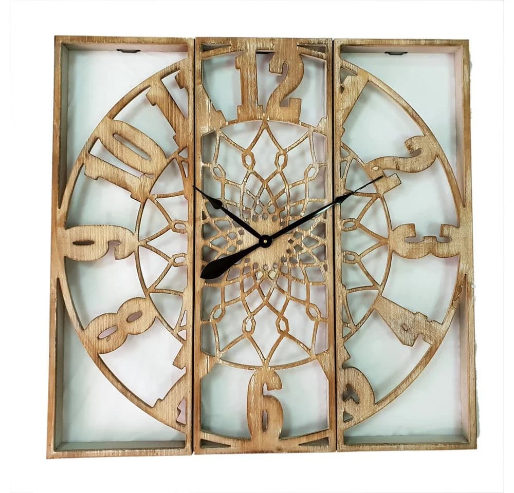 Dynasun Wanduhr Vintage Holz-Wanduhr 90x90x6 cm Shabby Chic Design Antik-Stil