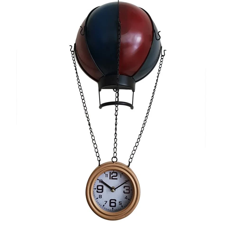 Dynasun Wanduhr Air Ballon Vintage Heißluftballon-Stil Retro Dekoration Shabby