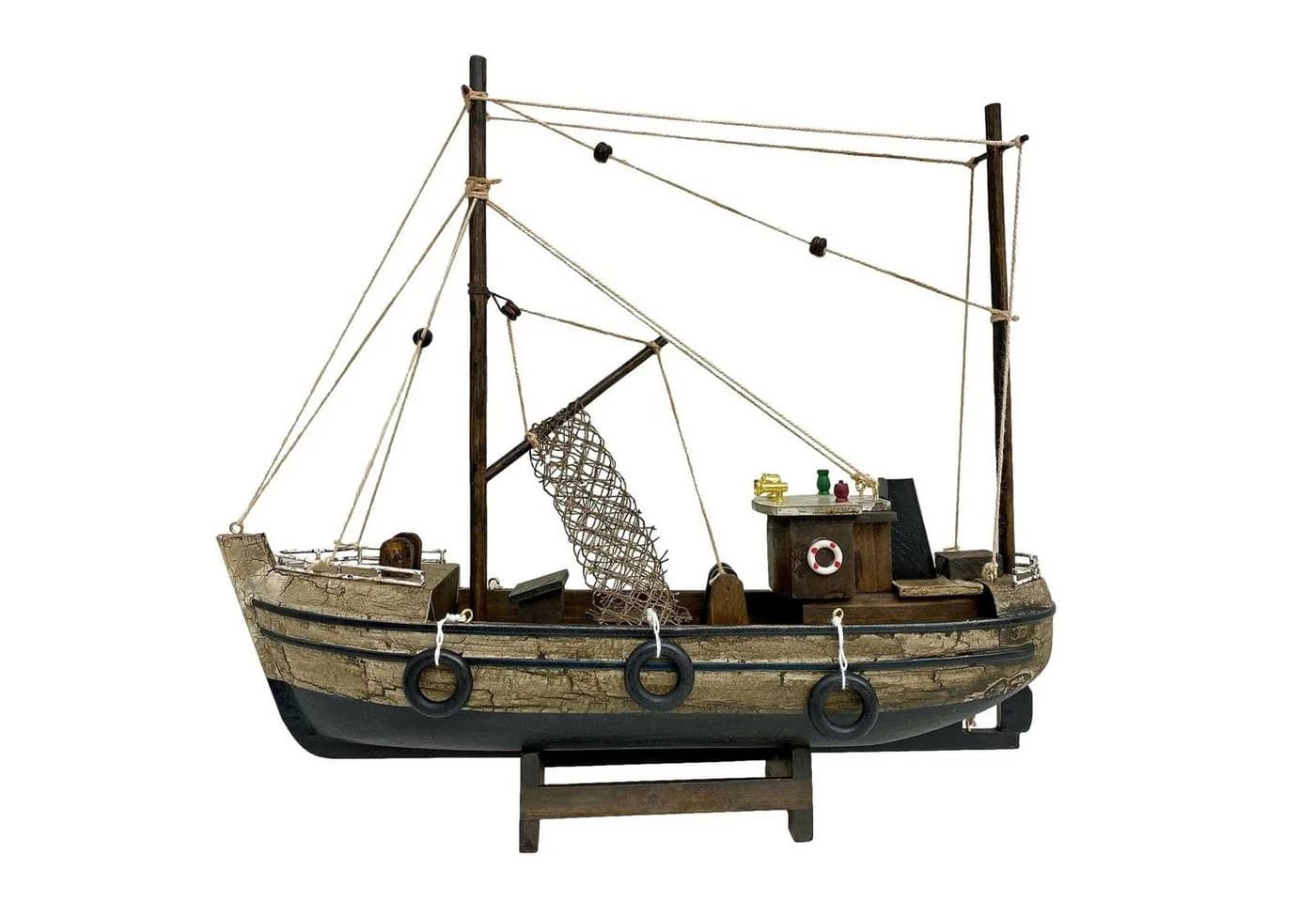 Aubaho Dekoobjekt Kutter Fischerboot Schiffsmodell Holz 30cm - Bild 2