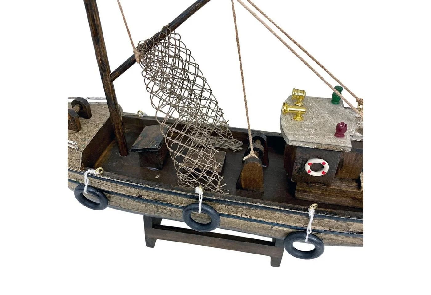 Aubaho Dekoobjekt Kutter Fischerboot Schiffsmodell Holz 30cm - Bild 3