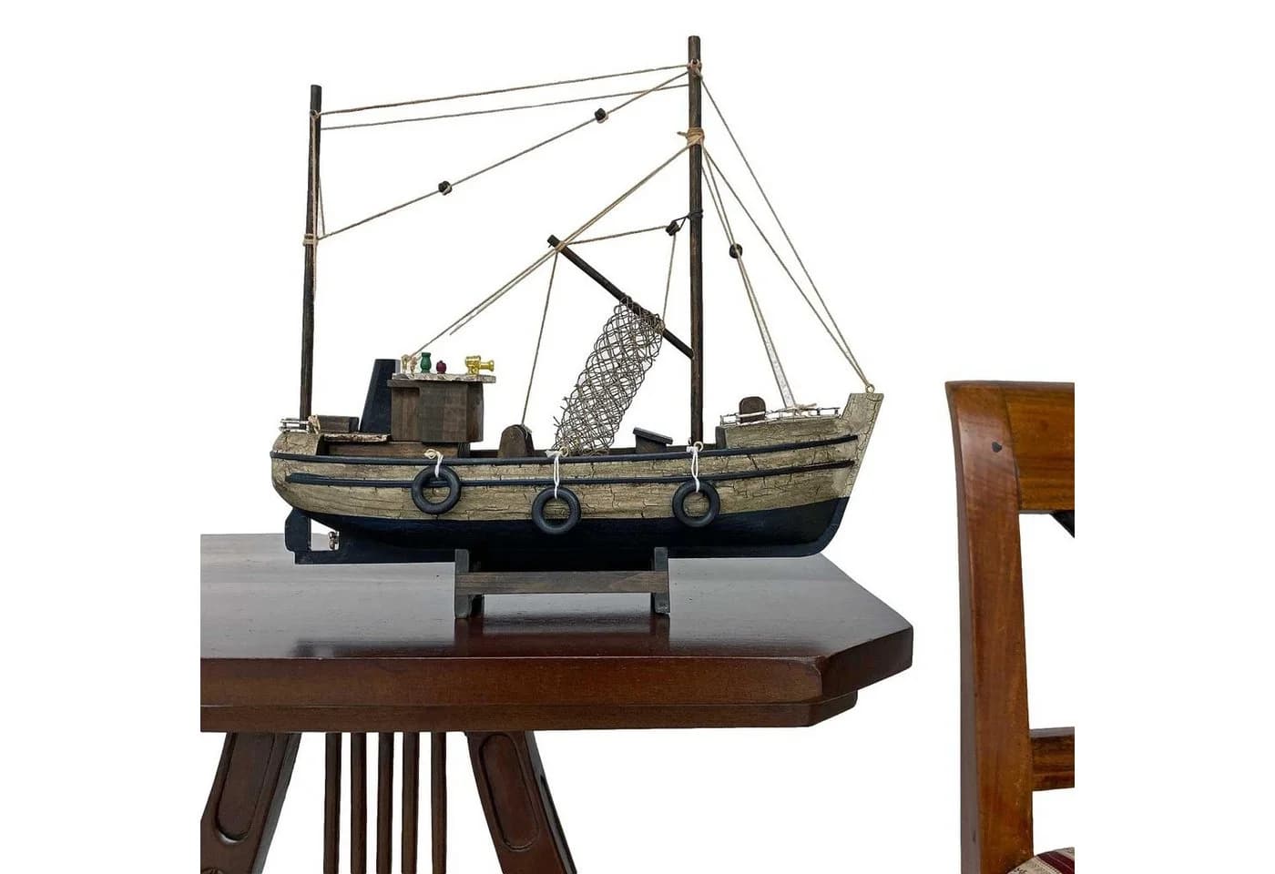 Aubaho Dekoobjekt Kutter Fischerboot Schiffsmodell Holz 30cm - Bild 4
