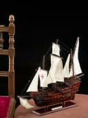 Aubaho Dekoobjekt Modellschiff Santa Maria Holz Kolumbus Flaggschiff Segelschiff Bild 1
