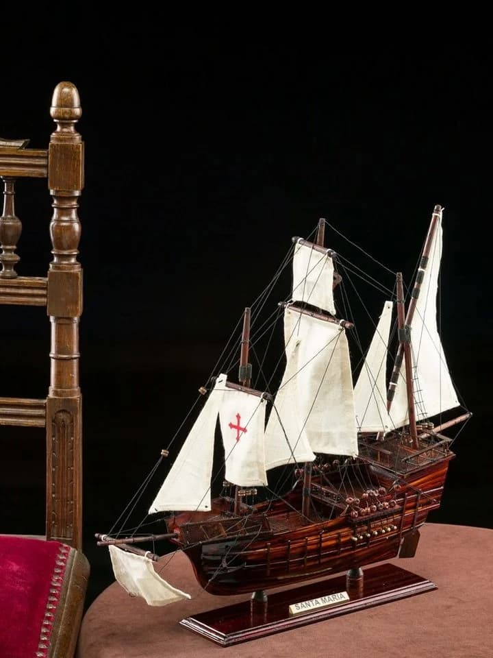 Aubaho Dekoobjekt Modellschiff Santa Maria Holz Kolumbus Flaggschiff Segelschiff