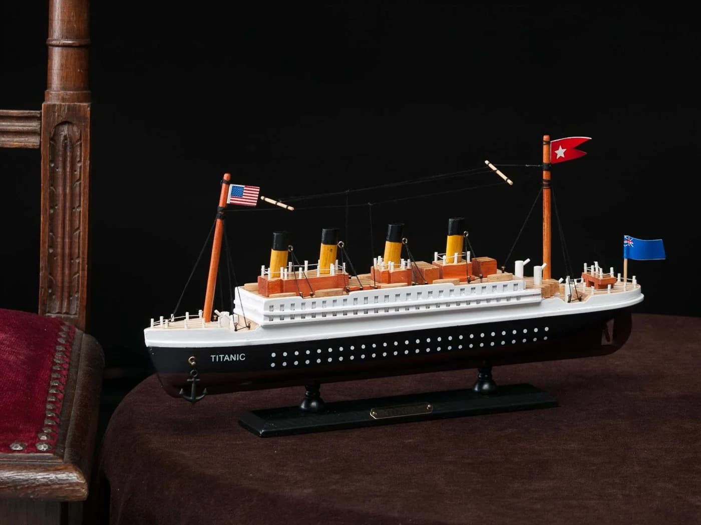 Aubaho Dekoobjekt Modellschiff Titanic Holz 35cm
