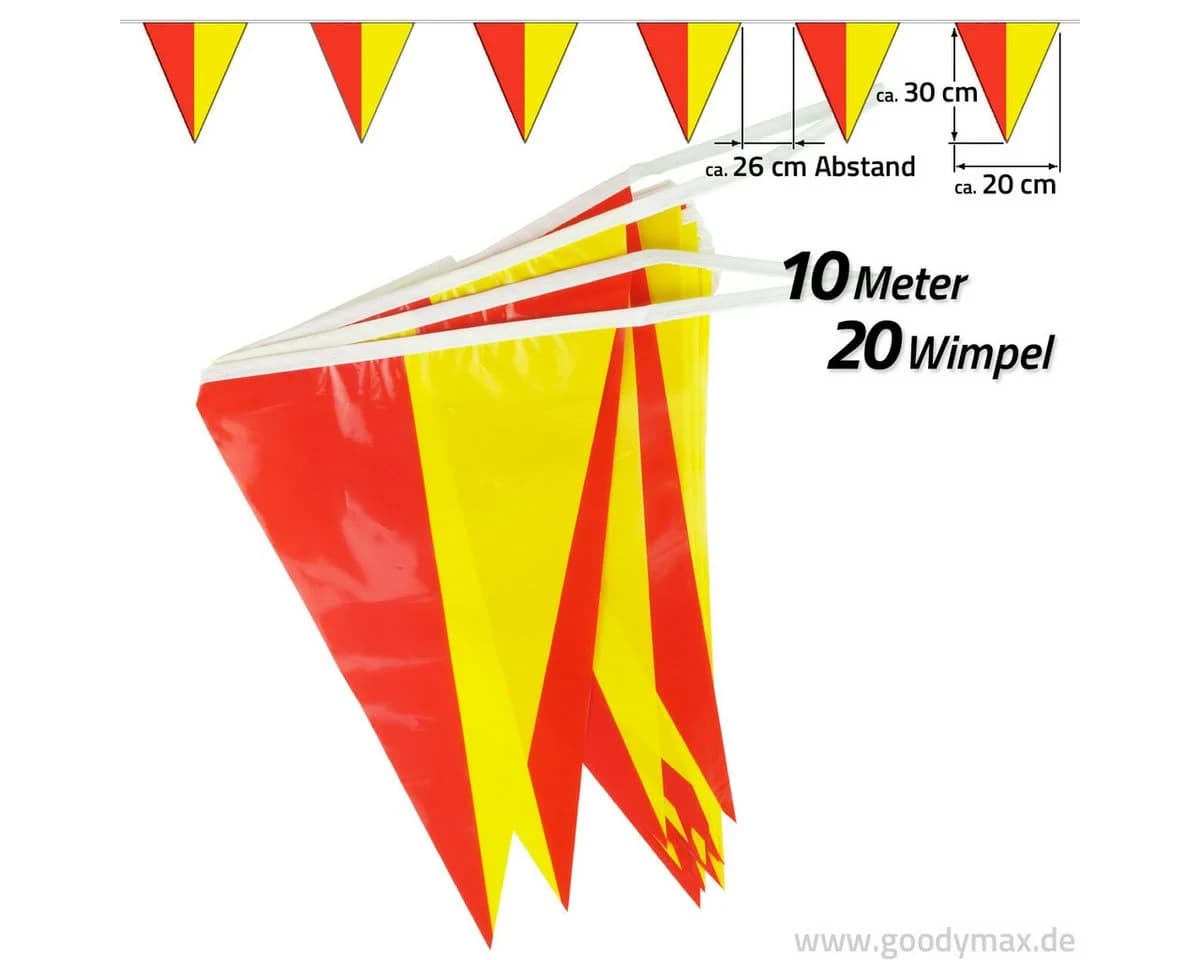 Goodymax Wimpelkette 10 m Rot-Gelb 20 Wimpel