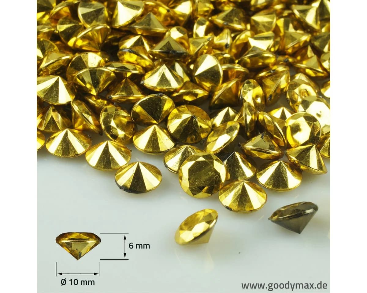 Goodymax Deko-Diamanten Gold 2200 Stück Acryl Streudeko