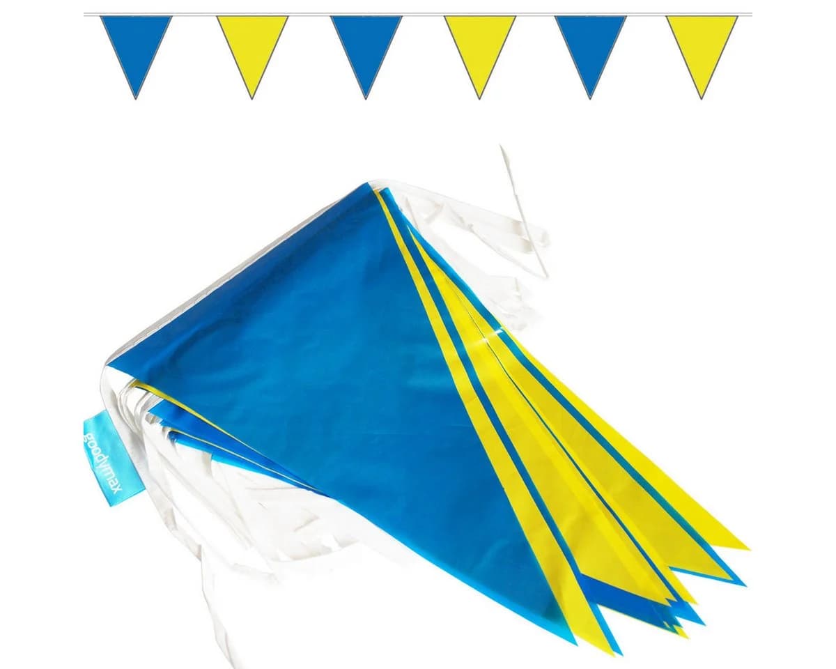 Goodymax Wimpelkette 10 m Blau-Gelb 100% Folie - Bild 2