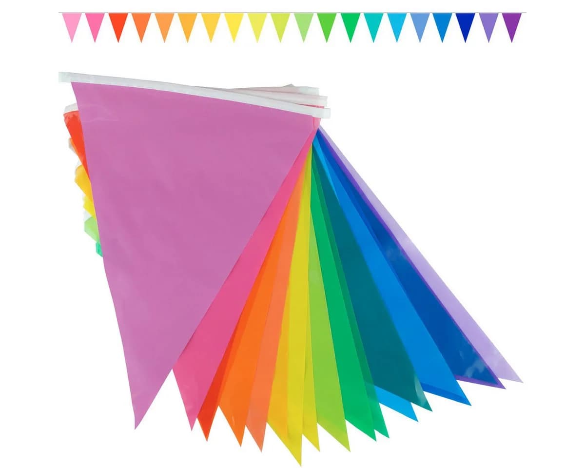Goodymax Wimpelkette 10m Regenbogen 20 Wimpel bunt - Bild 2