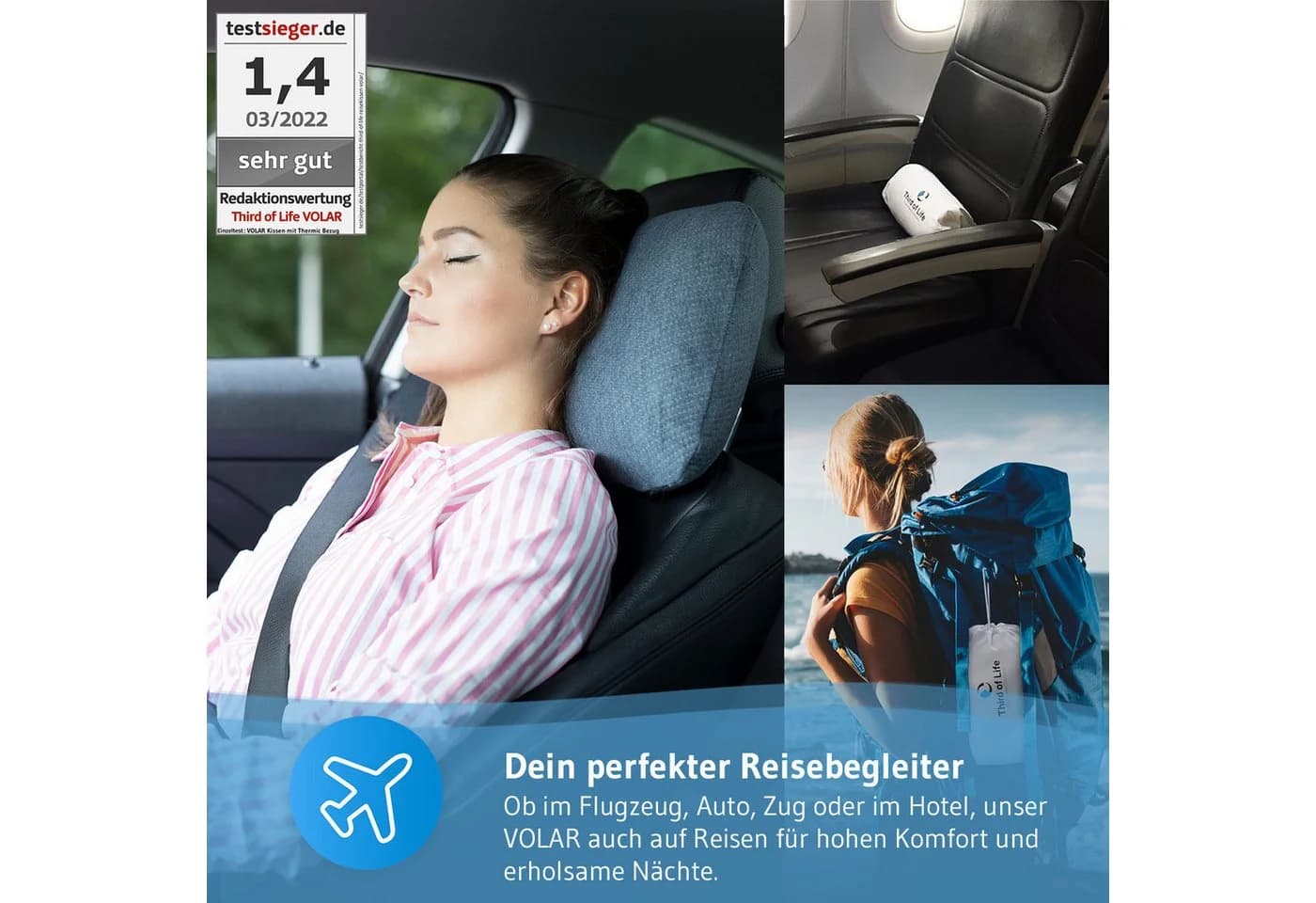 Third of Life Reisekissen VOLAR QD mit Viscoschaum & QuickDry Bezug - Bild 5