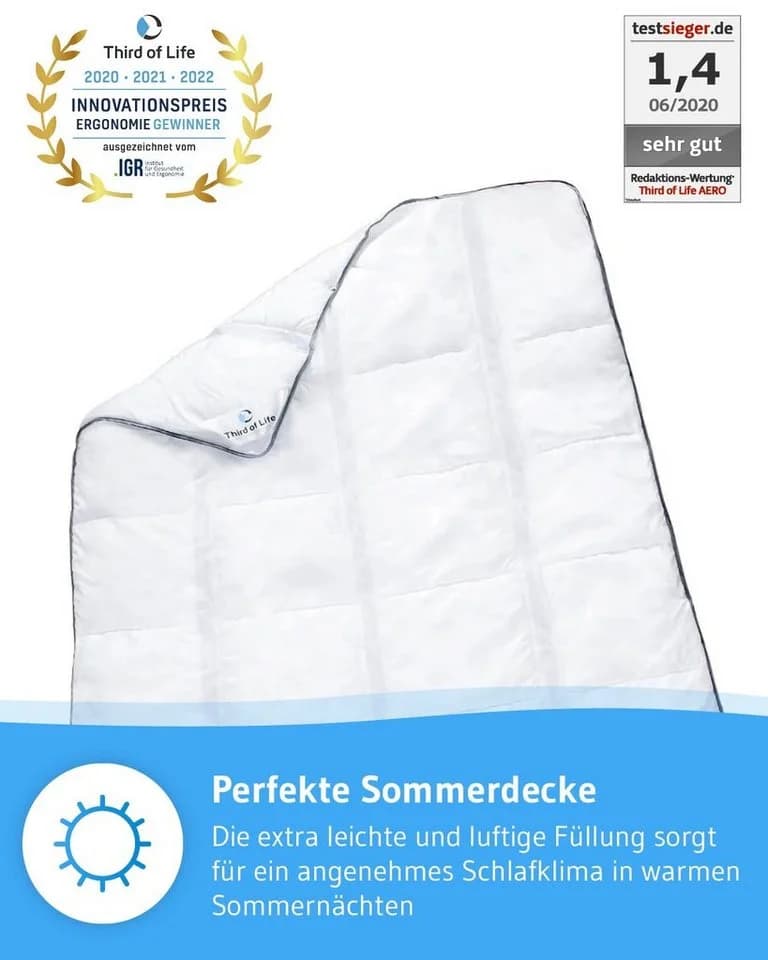Third of Life Sommerbettdecke AERO ActiveClima Microfaser Leicht