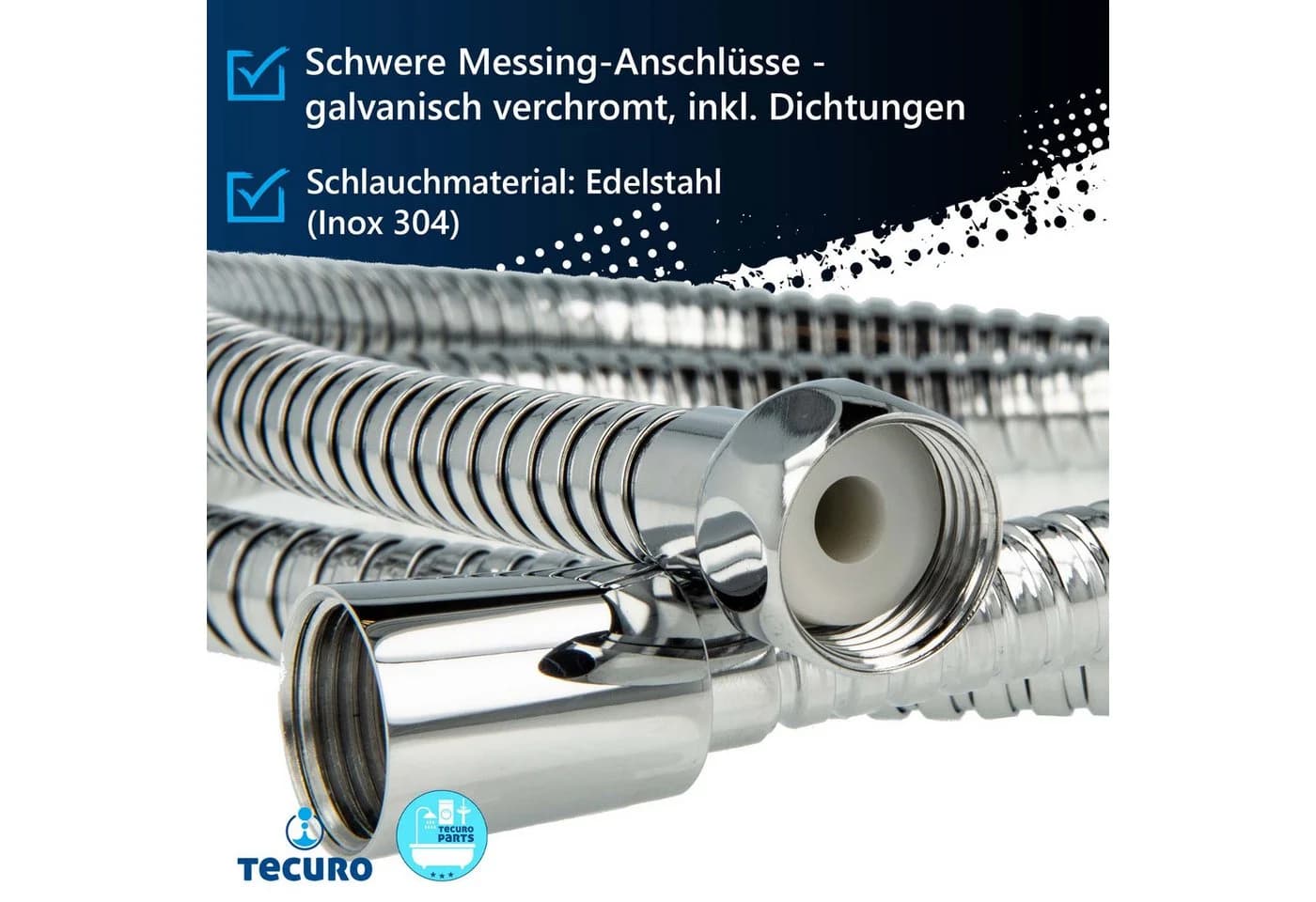 tecuro Brauseschlauch Metall Agraff Edelstahl Chrom 1/2 Zoll - Bild 3