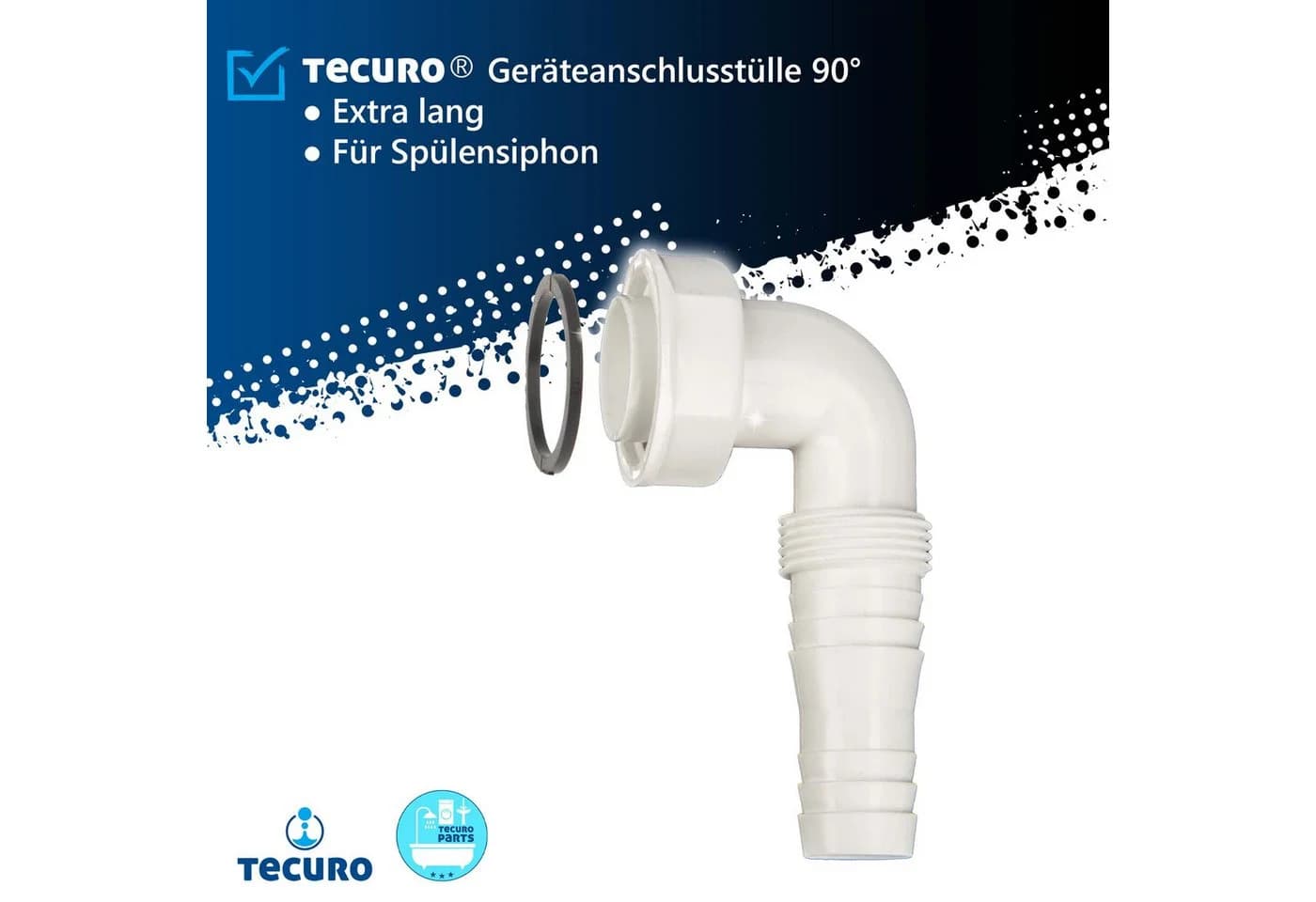 tecuro Siphon Keildichtung NW 34 mm Weiß mit Haltering - Bild 3