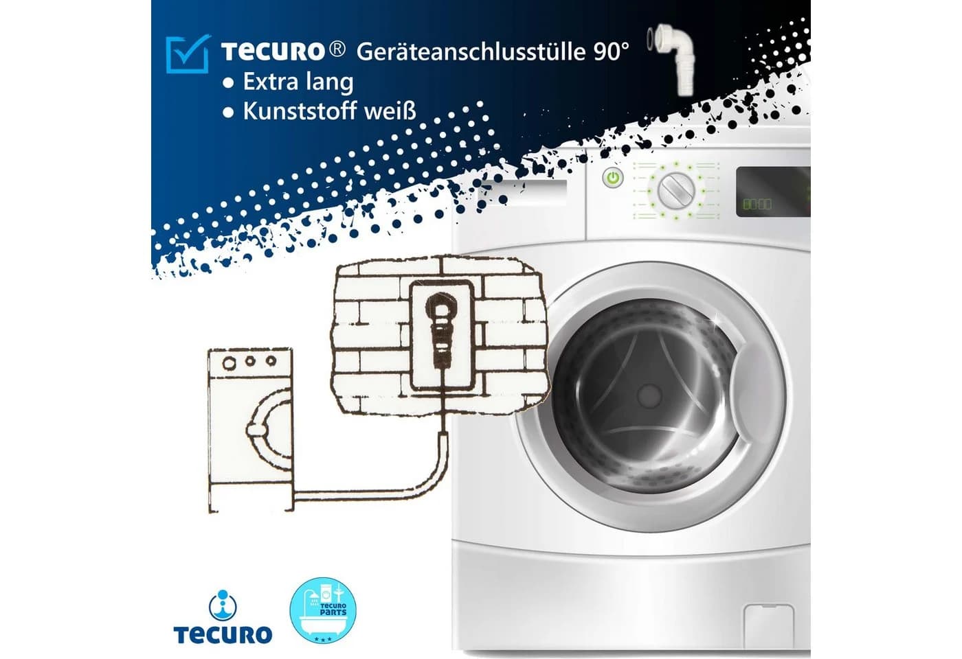tecuro Siphon Keildichtung NW 34 mm Weiß mit Haltering - Bild 4