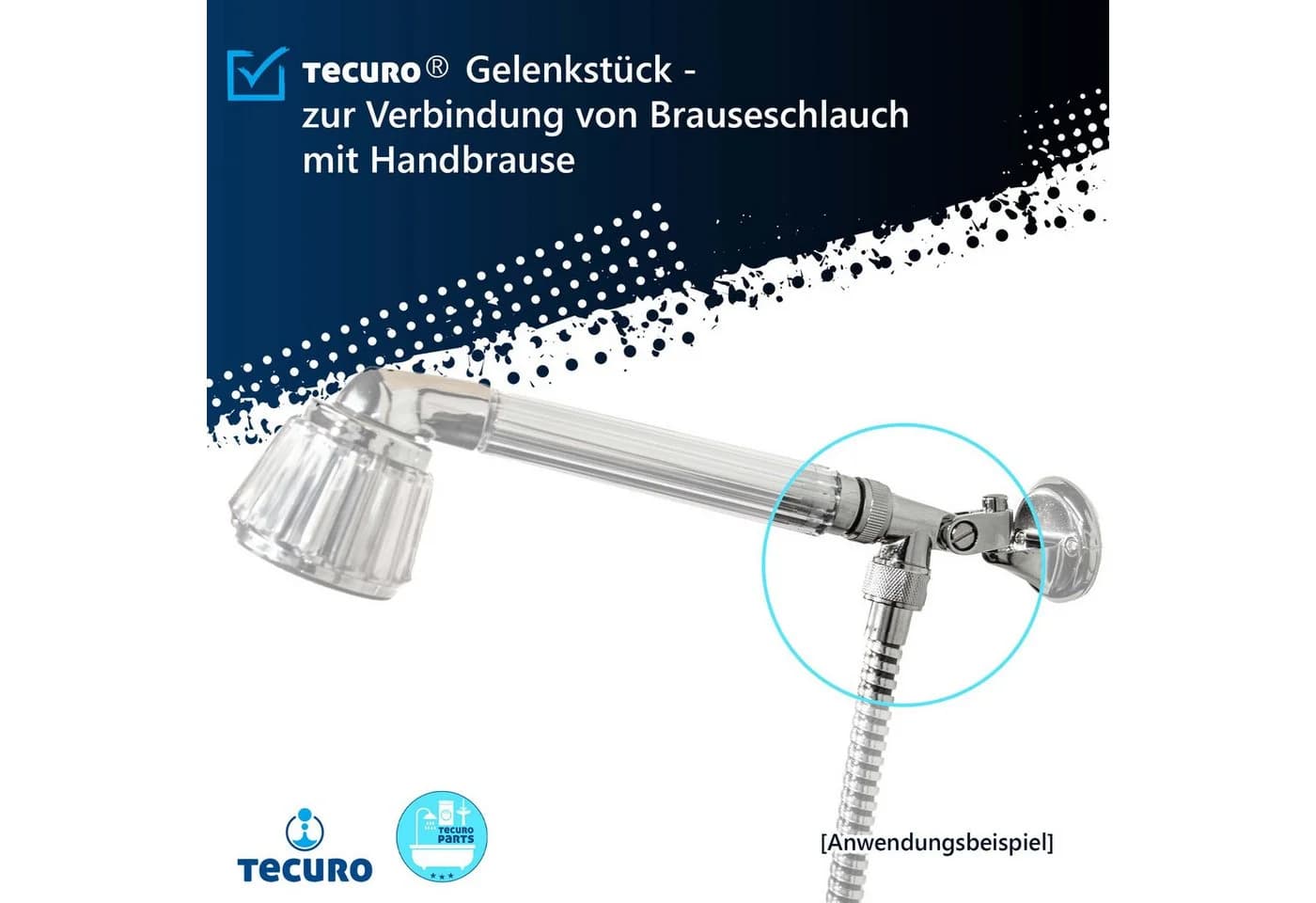 tecuro Brausehalter Gelenkstück Aufnahme für Brausestangen und Schläuche silber