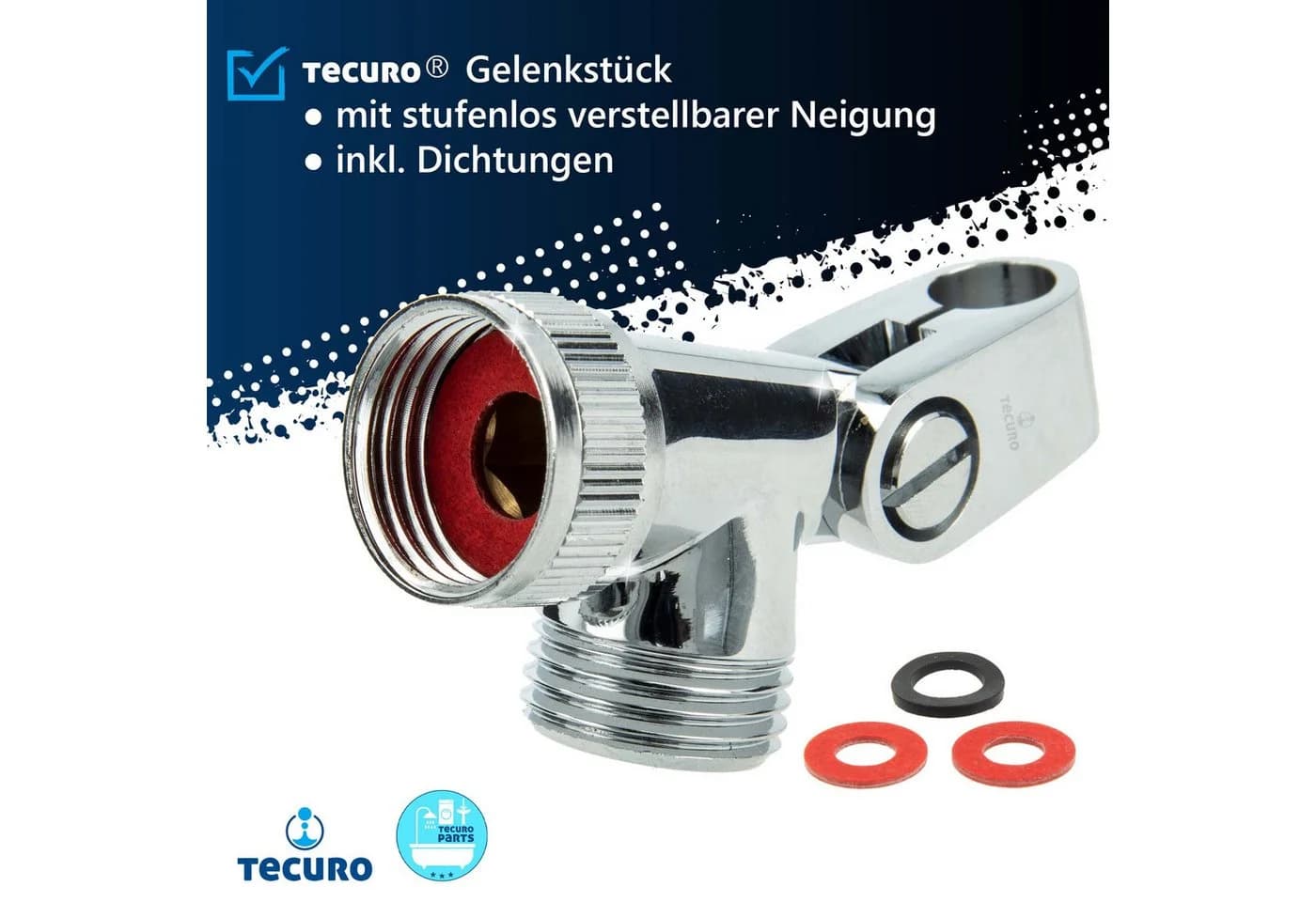 tecuro Brausehalter Gelenkstück Aufnahme für Brausestangen und Schläuche silber - Bild 3