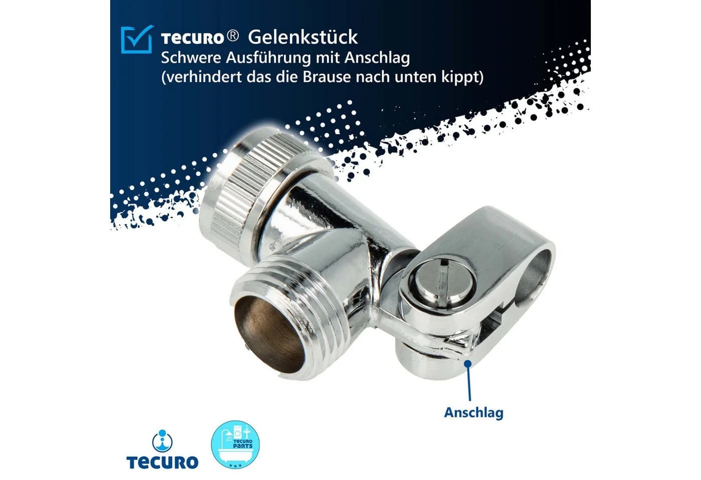 tecuro Brausehalter Gelenkstück Aufnahme für Brausestangen und Schläuche silber - Bild 5