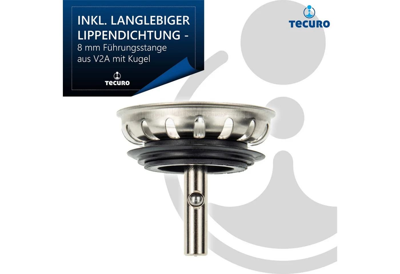 tecuro Siphon Siebkorb Ø 54 mm Edelstahl mit Führungsstange - Bild 5