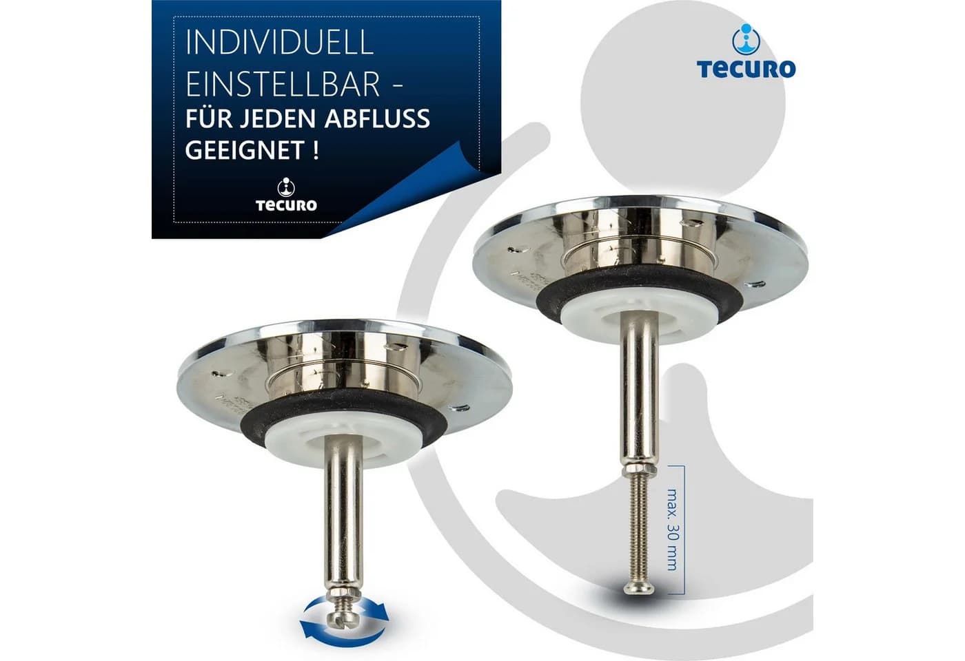 tecuro Badewannenstöpsel Ø 72 mm höhenverstellbar verchromt - Bild 4