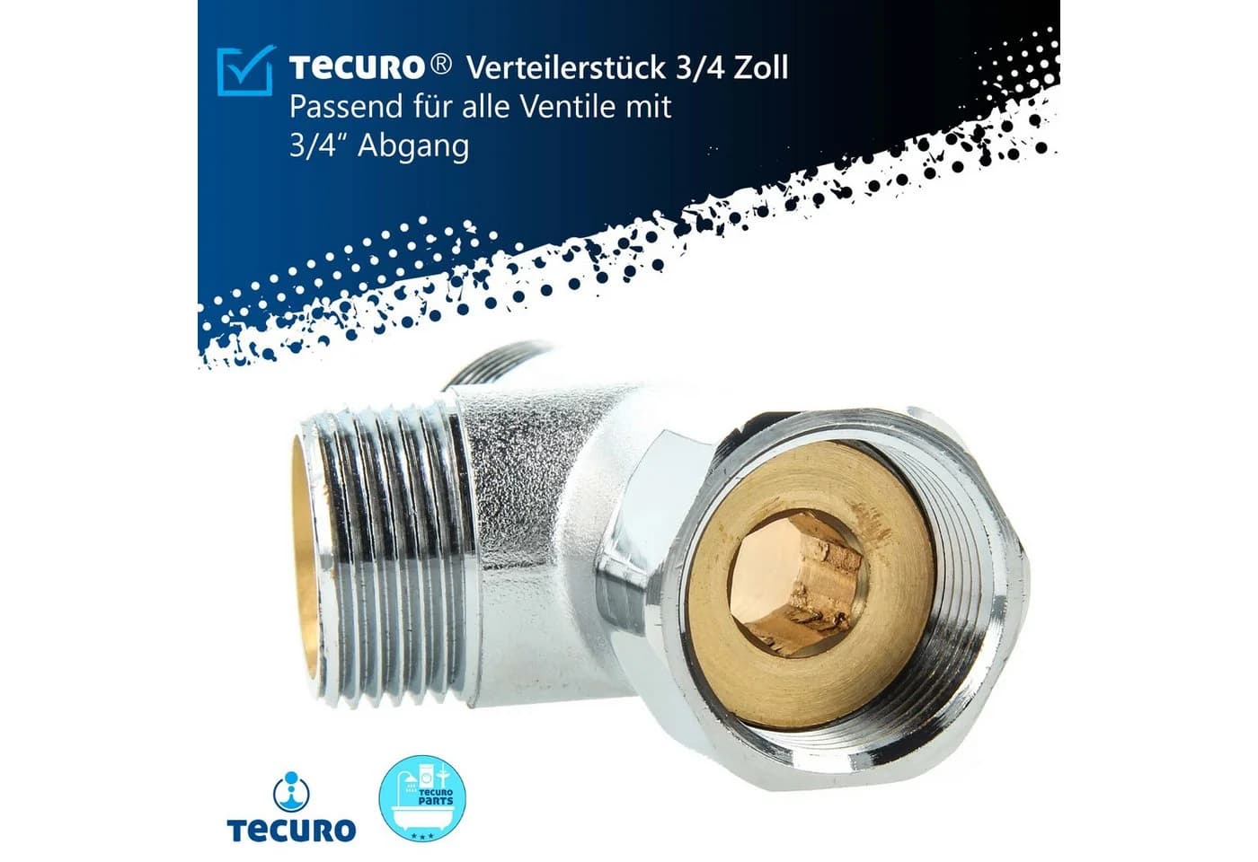 tecuro Schlauch Verteilerstück 3/4 Zoll für Geräte, MS-verchromt - Bild 5