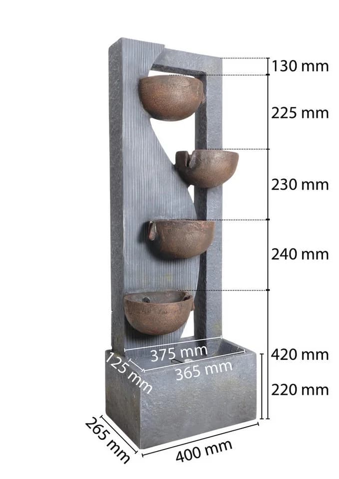 Wacredo Gartenbrunnen Malaysia Anthrazit/Bronze Premium Wasserspiel - Bild 5