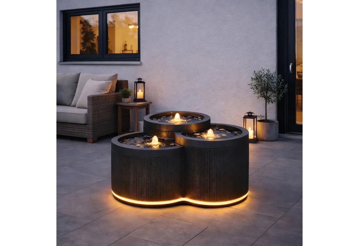 Wacredo Gartenbrunnen Aruba Polyresin LED Beleuchtung