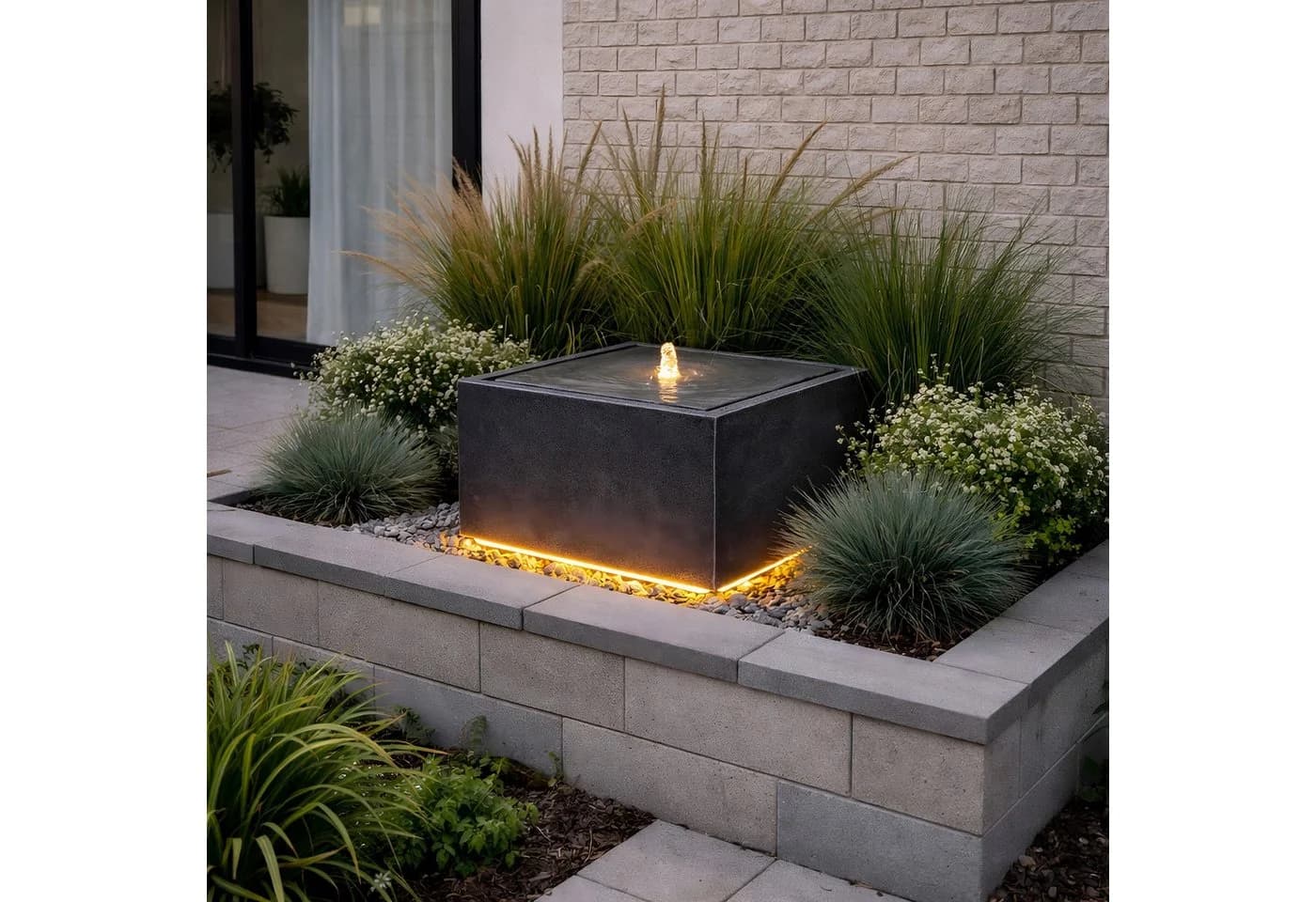 Wacredo Gartenbrunnen Manila Grau Polyresin mit LED-Beleuchtung - Bild 2