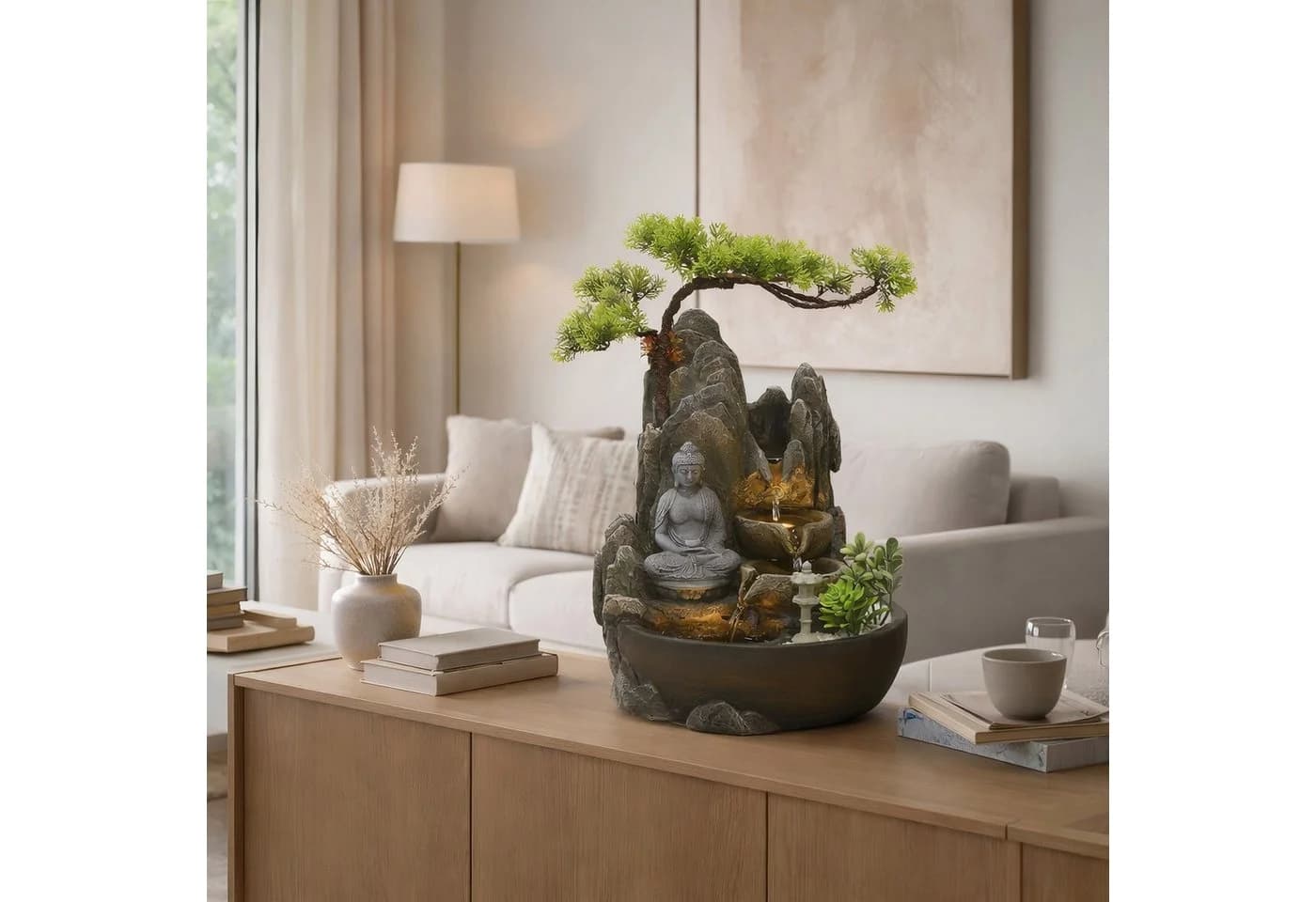 Wacredo Zimmerbrunnen Buddha Komplettset Braun/Bronze