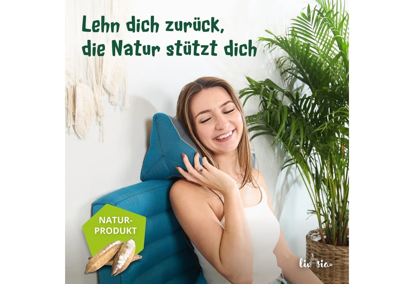 livasia Nackenstützkissen Knochenkissen Blau Kapok