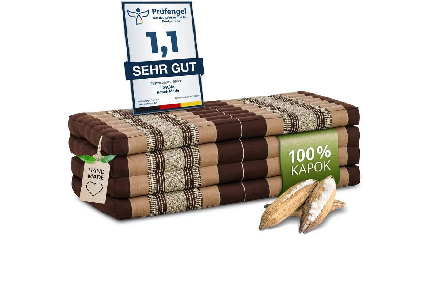 livasia Klappmatratze Faltmatratze 110 cm breit Kapok vegan handgefertigt - Bild 2