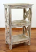 livasia Nachttisch Weiß Albiziaholz Geradliniges Design Bild 1