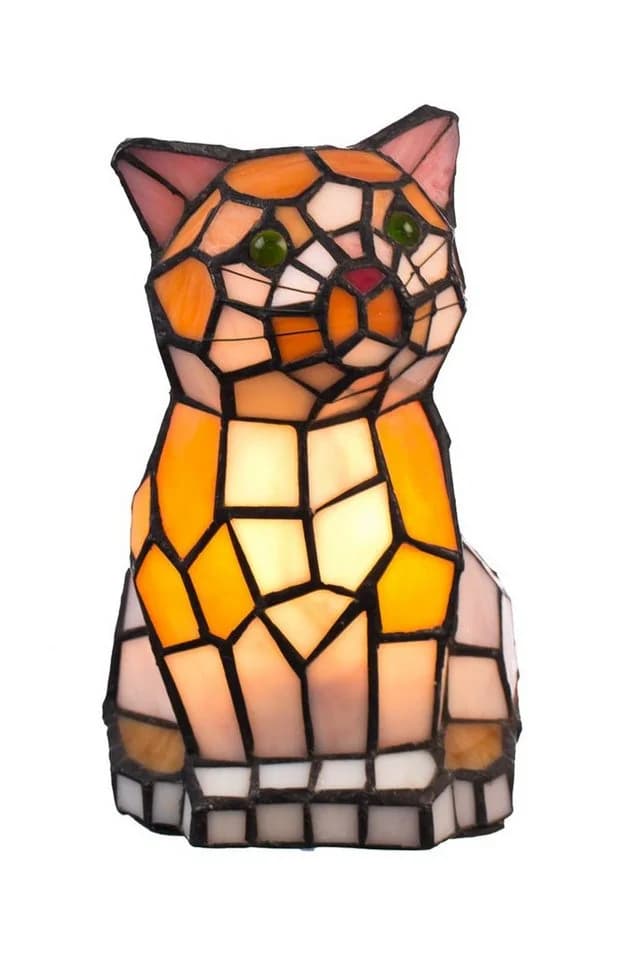 BIRENDY Stehlampe Tiffany Style Katze Glaslampe Bunt