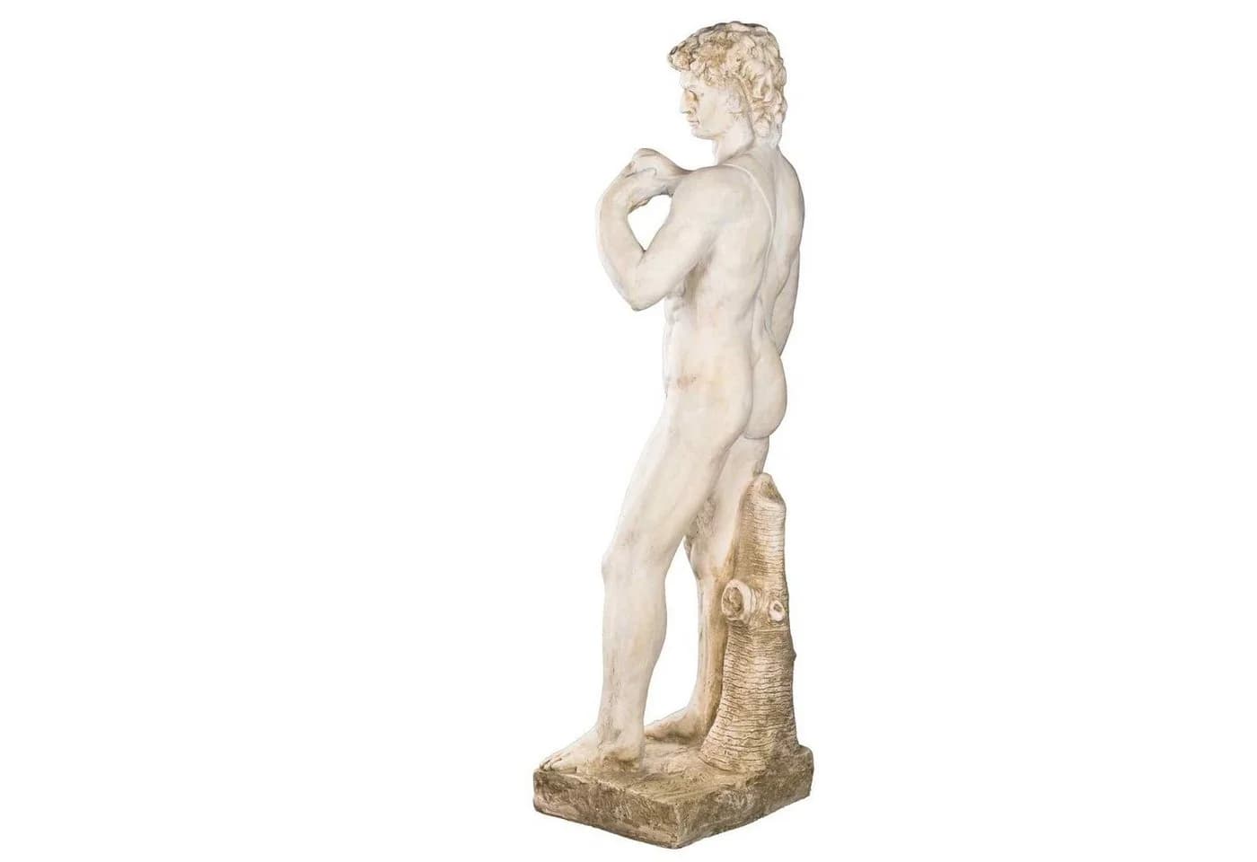 BIRENDY Dekofigur David Statue 108cm Antikbeige Polyresin