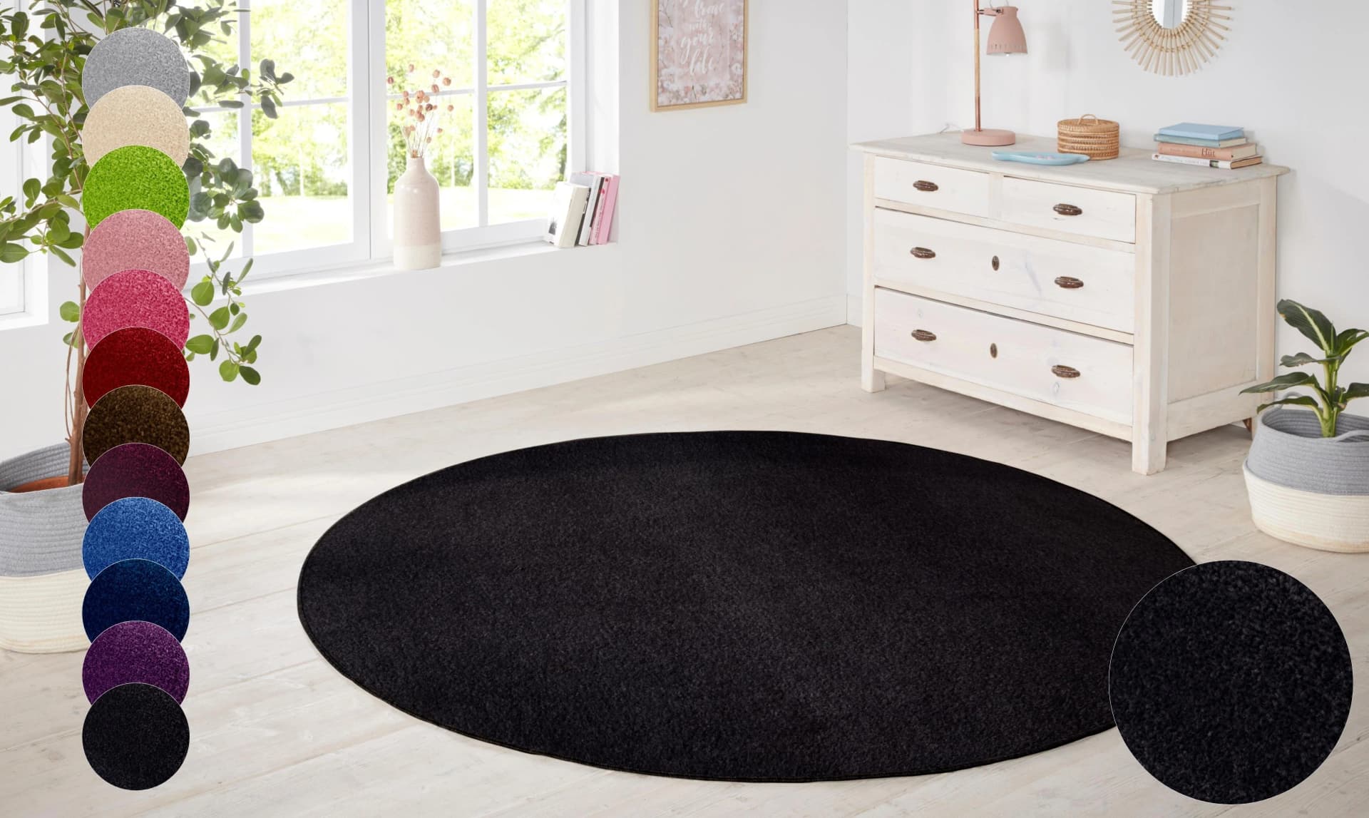 Hanse Home Teppich Shashi Schwarz Rund 133cm