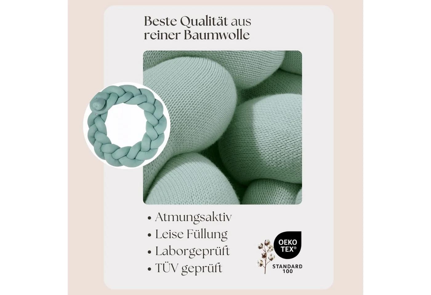 Nordic Coast Company Nestchenschlange XXL Bettschlange geflochten Mintgrün - Bild 5