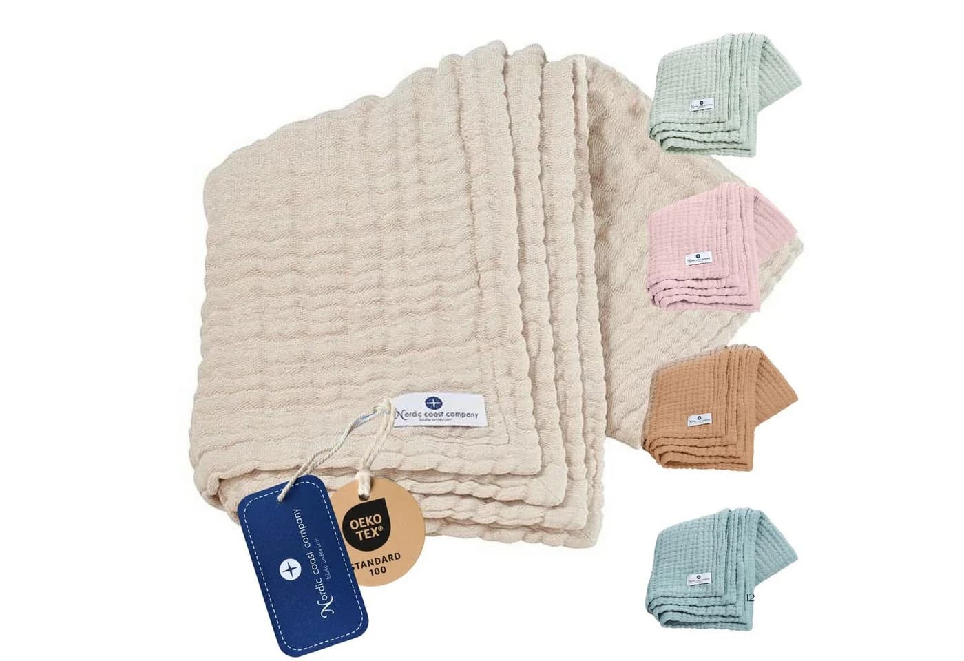 Nordic Coast Company Babydecke Musselin Kuscheldecke Natur 100% Baumwolle - Bild 2