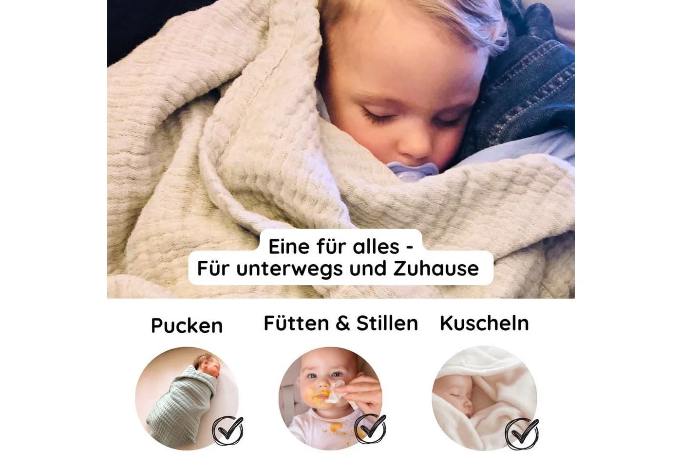 Nordic Coast Company Babydecke Musselin Kuscheldecke Natur 100% Baumwolle - Bild 5