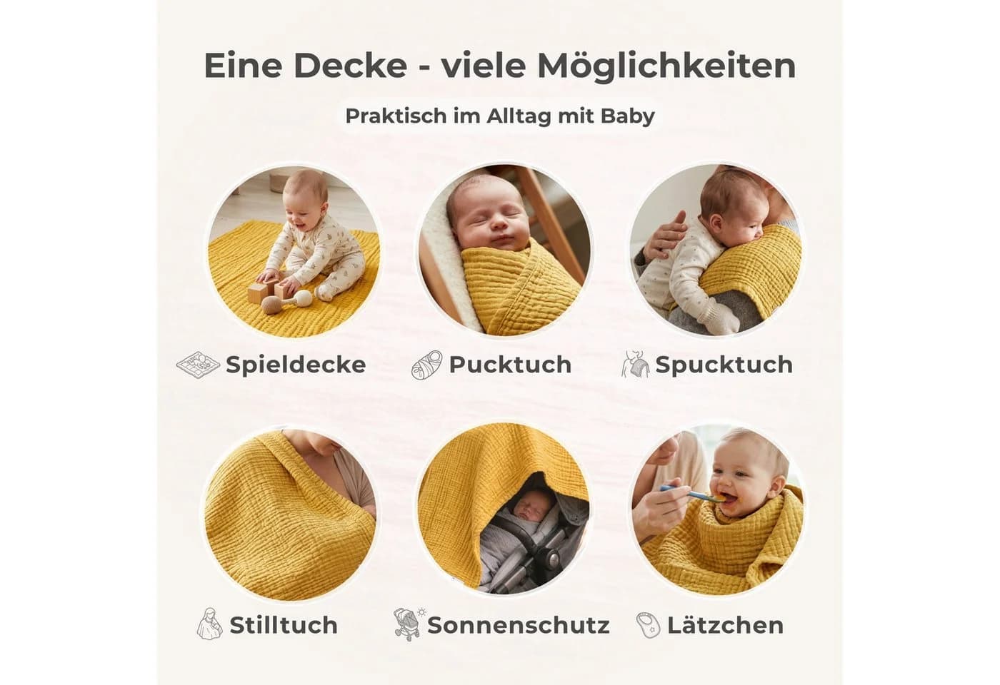 Nordic Coast Company Babydecke Musselin Currygelb Kuscheldecke - Bild 4