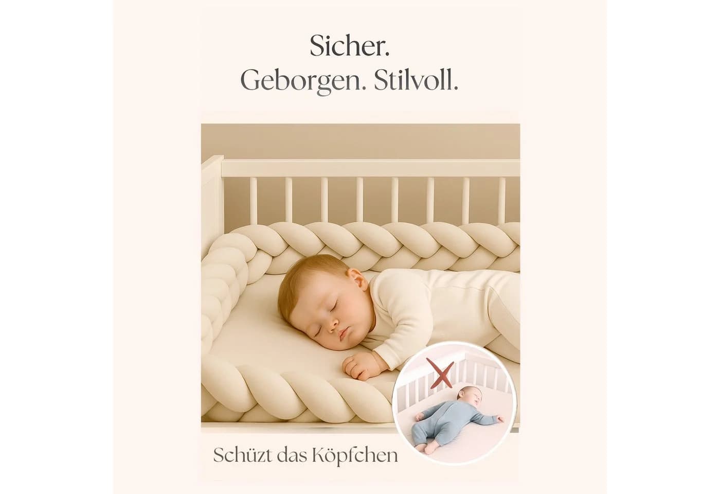 Nordic Coast Company Nestchenschlange XXL Bettschlange geflochten Beige - Bild 3
