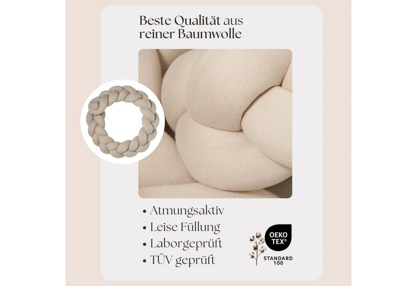 Nordic Coast Company Nestchenschlange XXL Bettschlange geflochten, Bettschlange, Bettumrandung Babybett, Alternative zum Bettnestchen - Bild 5