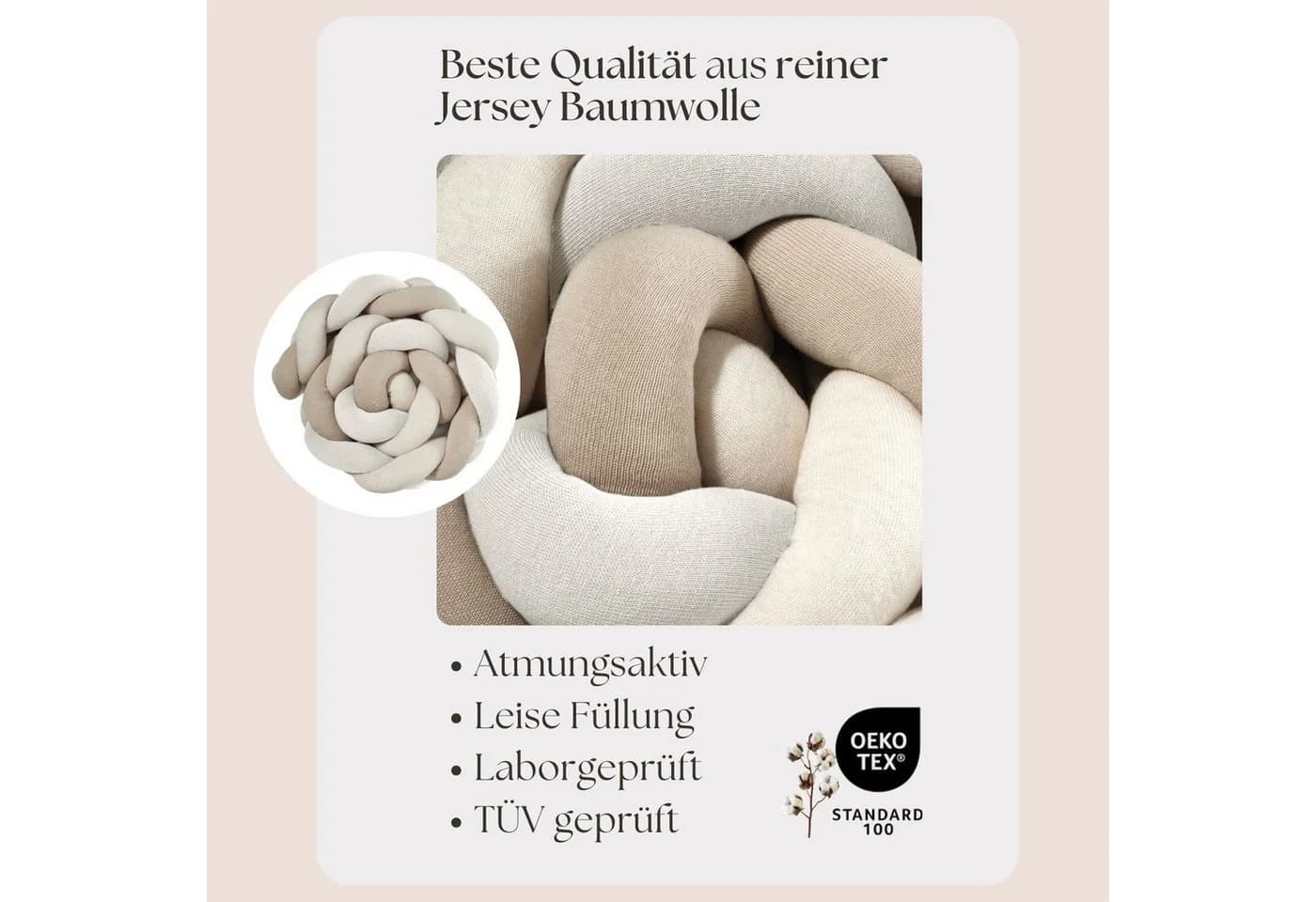 Nordic Coast Company Bettschlange XXL geflochten, Bettumrandung Babybett - Bild 5