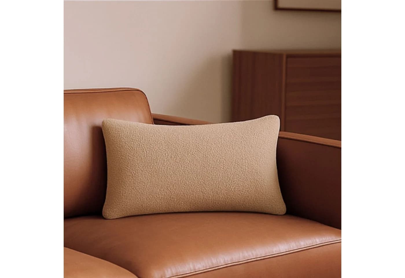 Nordic Coast Company Dekokissen Teddy Bouclé Beige/Braun - Bild 3