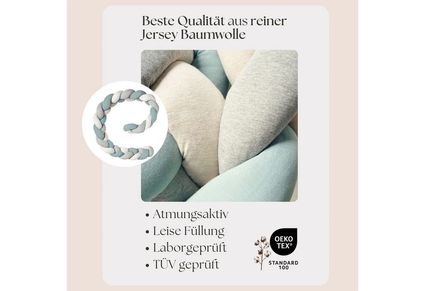 Nordic Coast Company Nestchenschlange XXL Bettschlange geflochten Grau - Bild 5