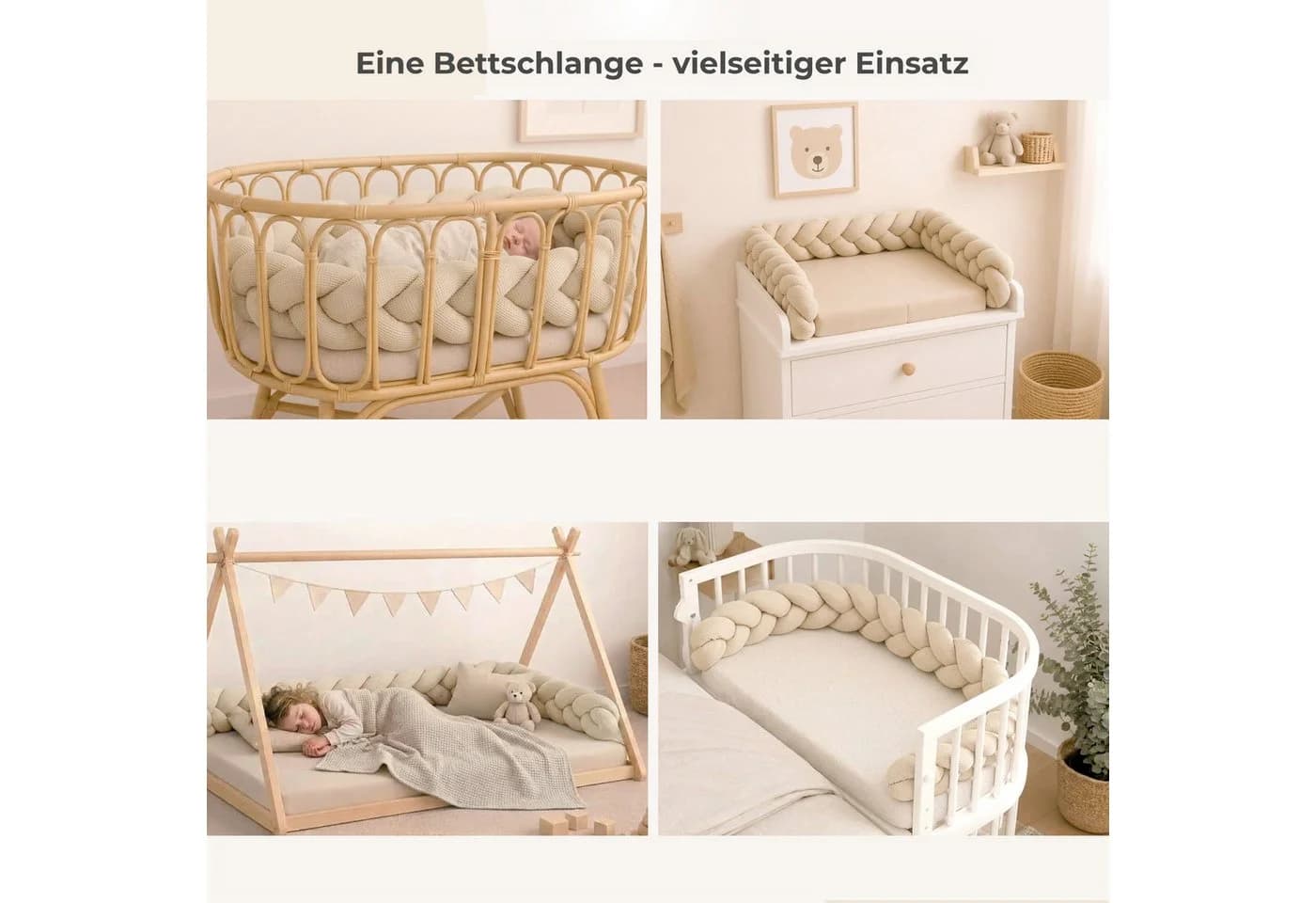Nordic Coast Company Nestchenschlange XXL Beige Geflochten