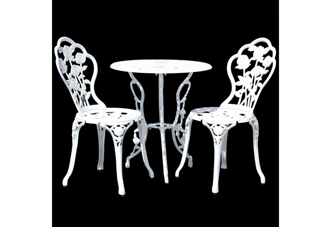 casa.pro Balkonset Wakefield 3-tlg. Bistro-Set Weiß Aluminium - Bild 3