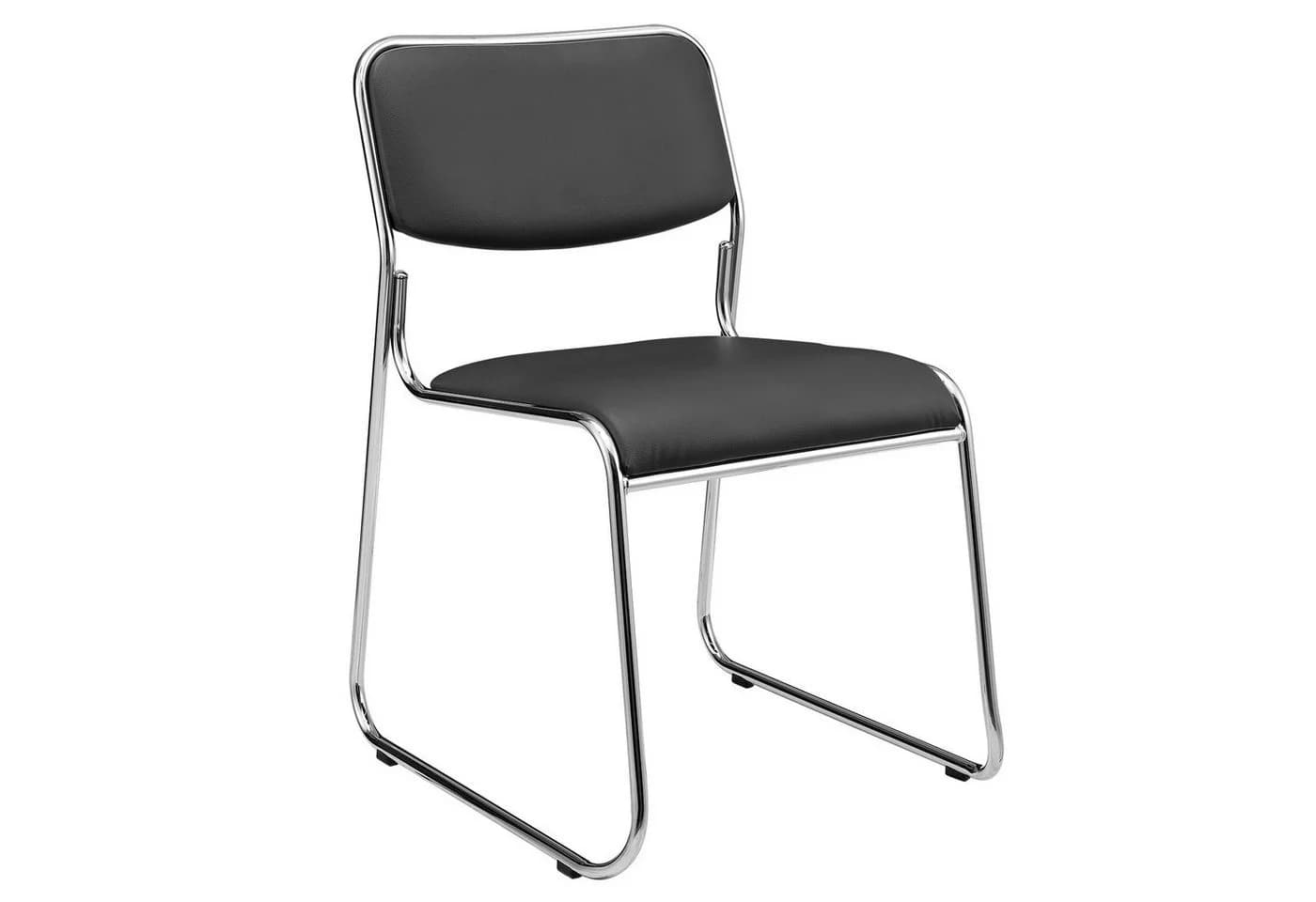 pro.tec Stapelstuhl Office 4er Set Schwarz Kunstleder