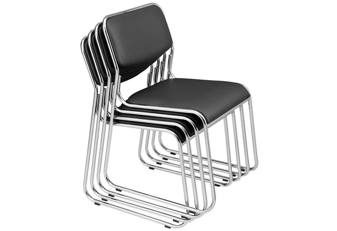 pro.tec Stapelstuhl Office 4er Set Schwarz Kunstleder - Bild 2