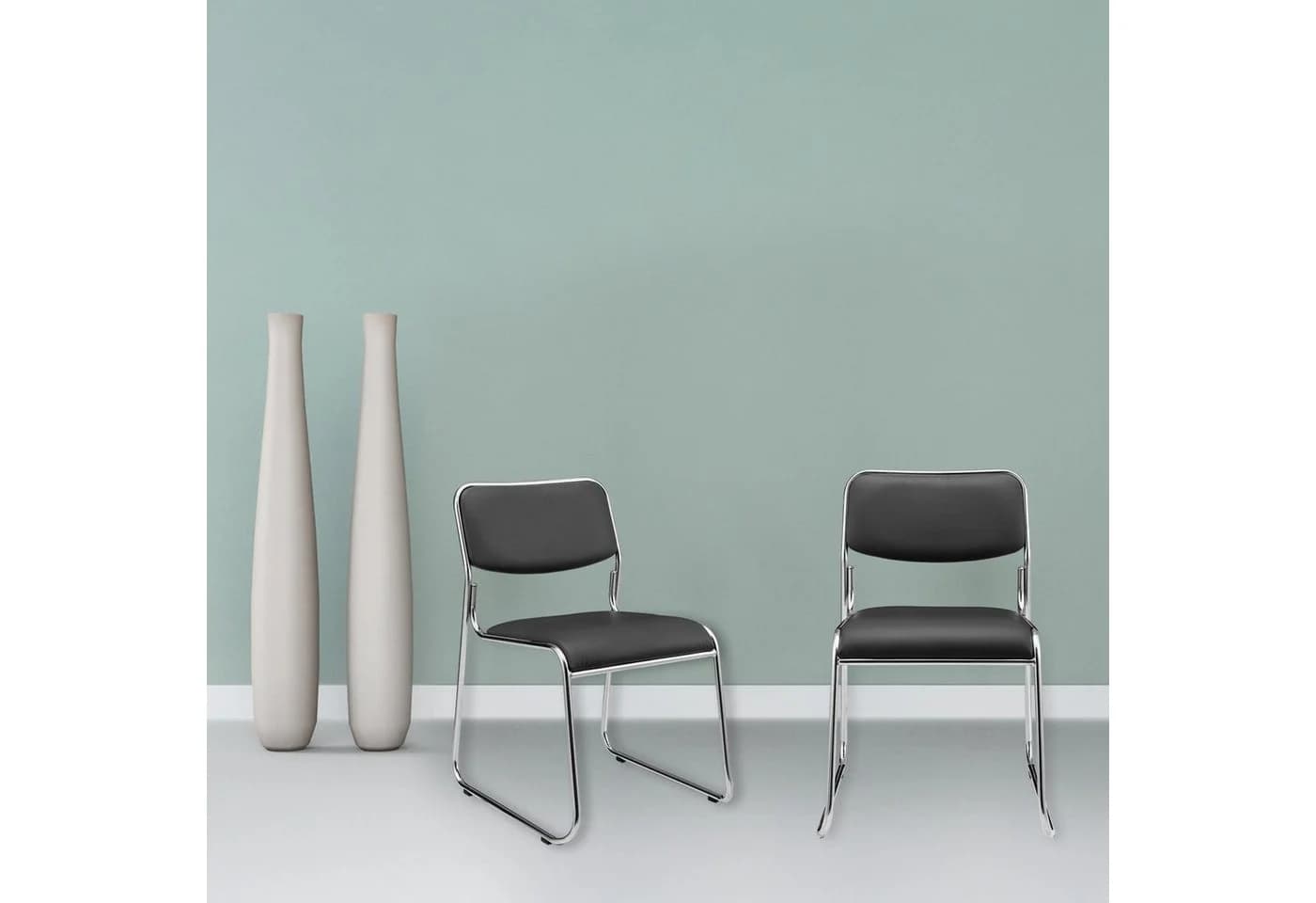 pro.tec Stapelstuhl Office 4er Set Schwarz Kunstleder - Bild 5