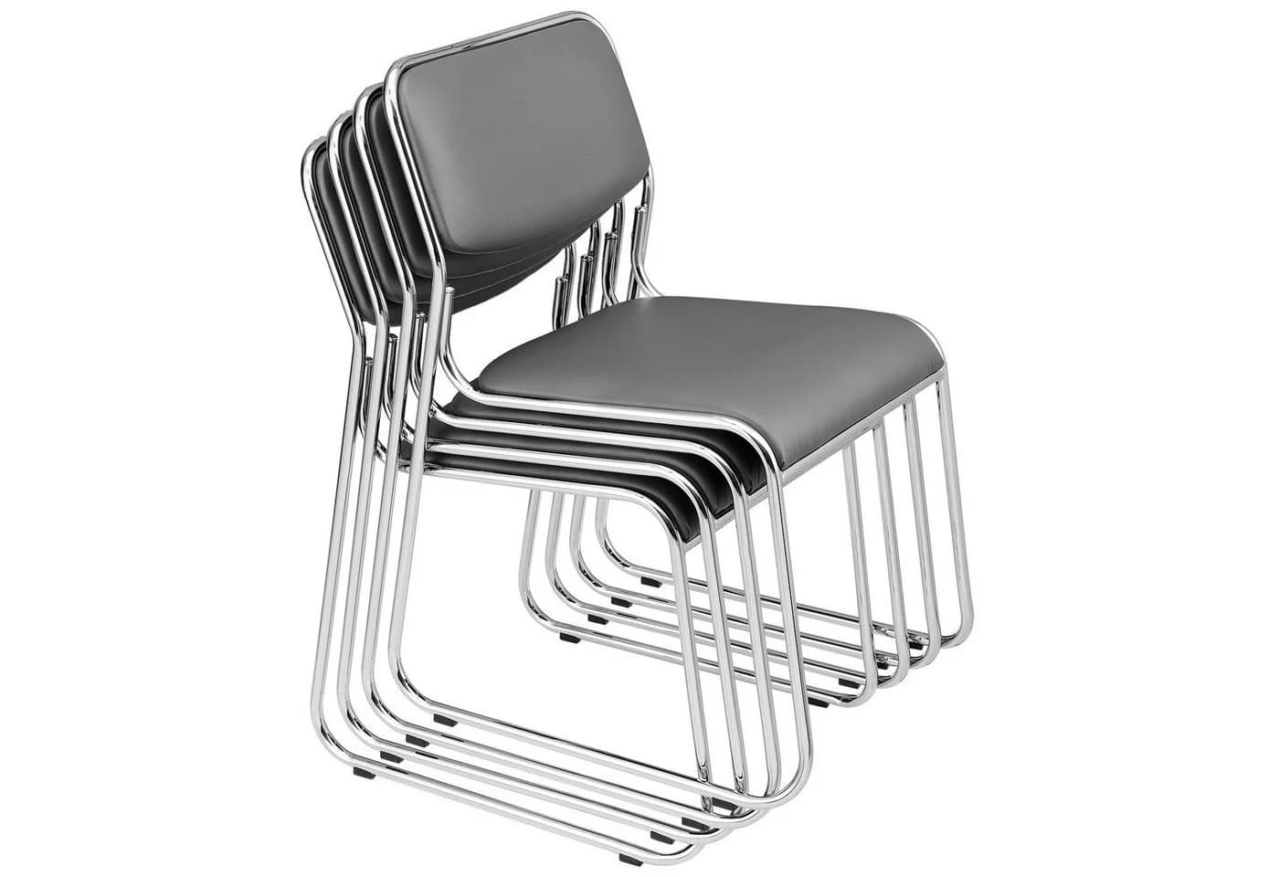 pro.tec Stapelstuhl Office 4er Set Grau Kunstleder - Bild 2